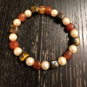Orange, brown and pearl woman bracelet